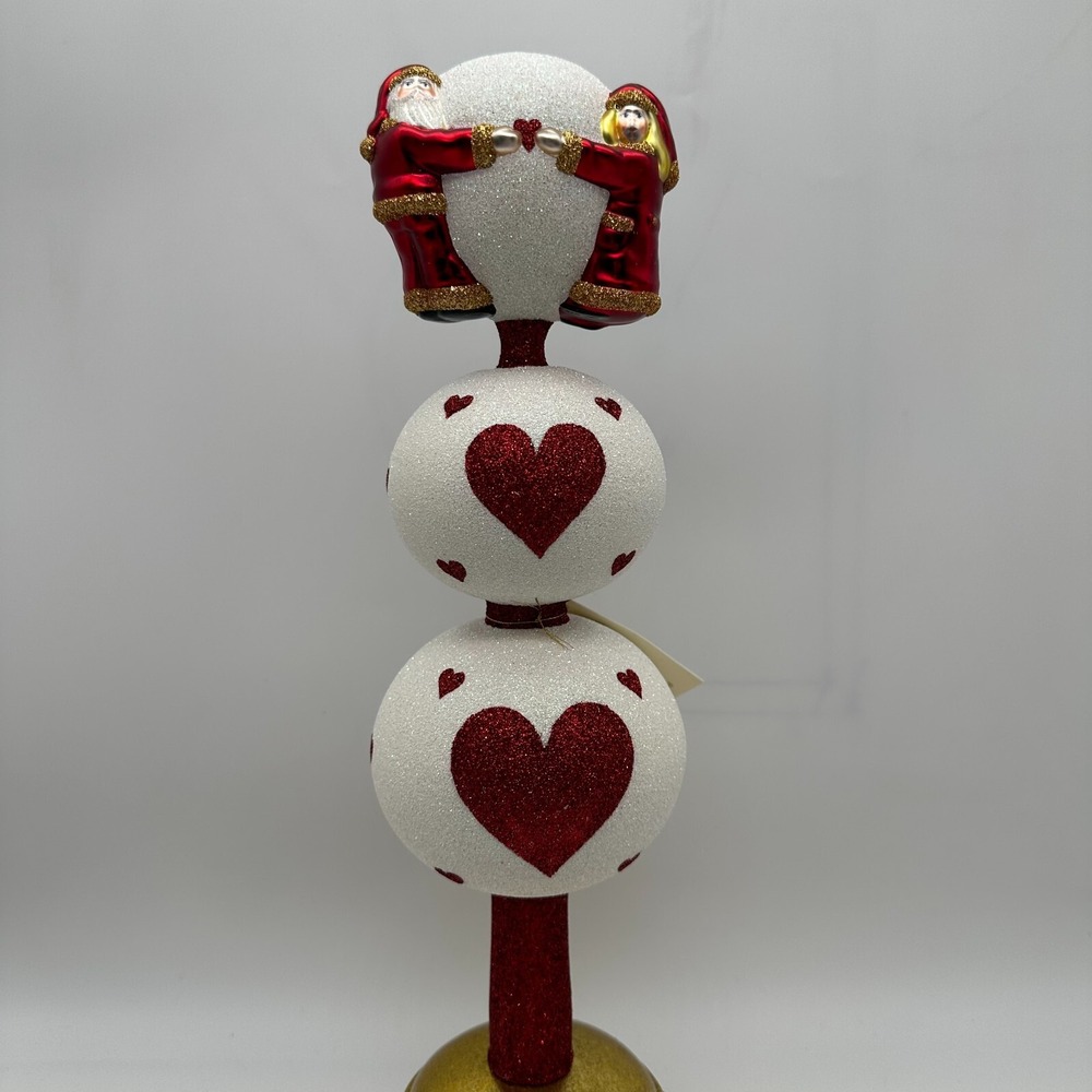2000 Patricia Breen Love Joins Pearl Finial 12"‎ Tall Red Hearts
